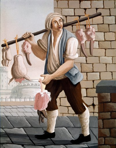 19. yüzyılın dana suluboya kafalarını satan gezgin kasap - Napoli Museo Nazionale di San Martino by Italian School