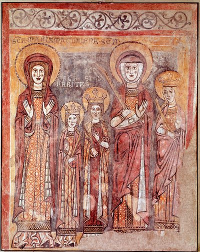 Teolojik erdemler: İnanç, Hayırseverlik ve Umut (fresk, 8. yüzyıl) by Italian School