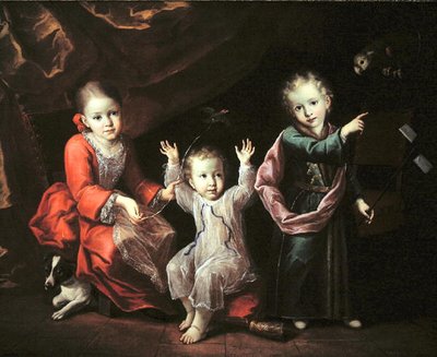 Evcil Hayvanlarıyla Çevrili Bir İç Mekanda Üç Çocuk, 1680 dolayları (tuval üzerine yağlı boya) by Italian School