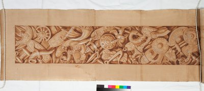 Antikadan Sonra Üç Çizim, c.1750 (siyah tebeşirle soluk işaret üzerine kahverengi astarla yükseltilmiş fırça çizimi) by Italian School