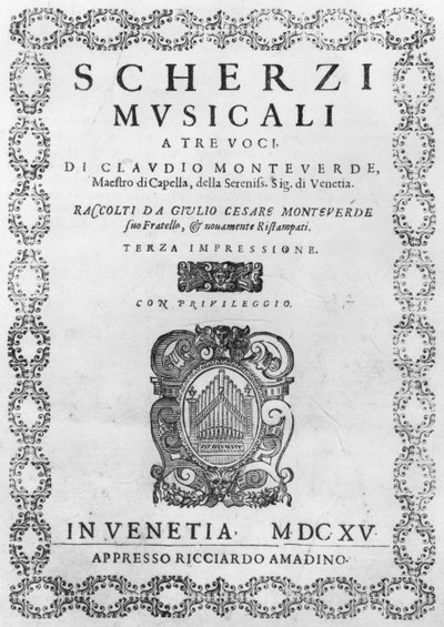Claudio Monteverdi (1567-1643) 1615 tarafından yazılan Scherzi Musicali