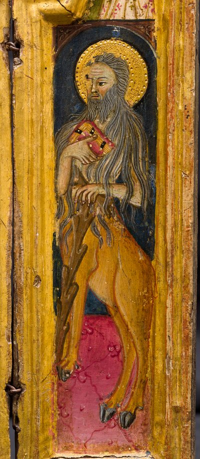 Triptik: Başrahip Aziz Anthony, Ermiş Aziz Paulus ve Aziz Onophrius, detay, 14. yüzyıl ortası (panel üzerine tempera) by Italian School