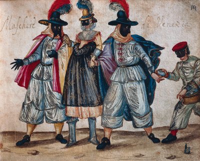 Karnaval sırasında Venedik maskeli karakterler by Italian School