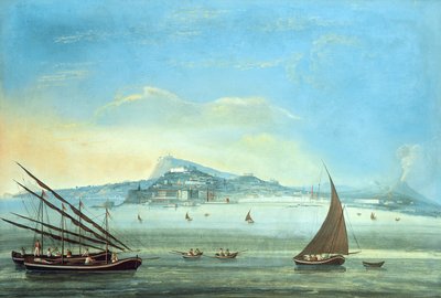 Napoli görünümü (panelde guaj boya) (ayrıca bkz. 207963, 207965, 207966) by Italian School