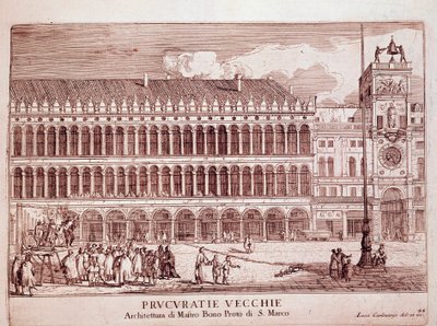 Venedik'teki San Marco Meydanı'ndaki Procuracy Vecchie'nin Görünümü 1703 Venedik Gravür, Museo Correr by Italian School