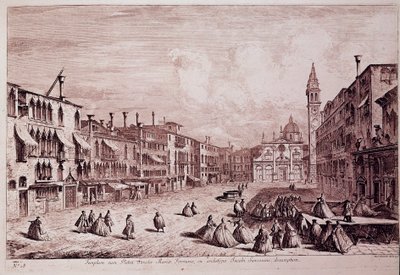 Santa Maria Formosa kilisesinin meydanının görünümü, Michele Marieschi (1710-1743) 1741 Venedik, Museo Correr tarafından “” Magnificentiores Selectioresque Urbis Venetiarum Prospectus” dan Gravür a Venedik by Italian School