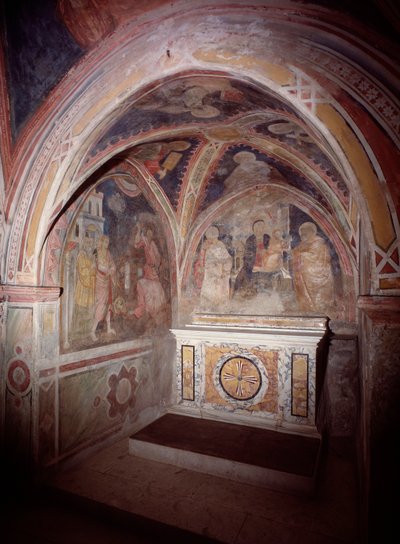 Kozmatik tarzda sunak ile üst kilise papaz evinin görünümü by Italian School