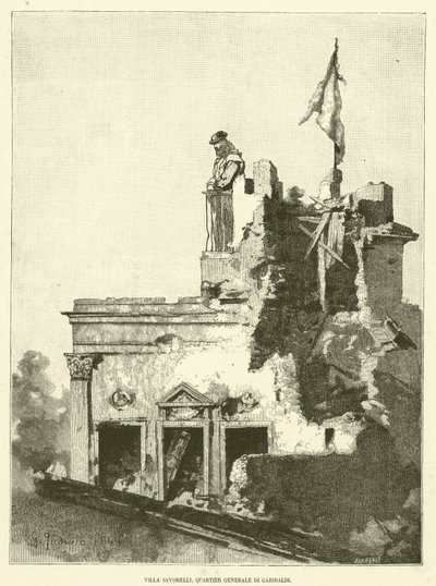 Villa Savorelli, Garibaldi Genel Merkezi (gravür) by Italian School