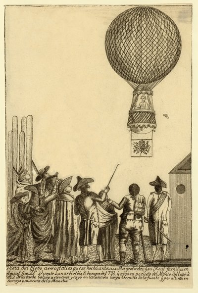 Majesteleri barının önünde yapılan sıcak hava balonunun görünümü. 1793. by Italian School
