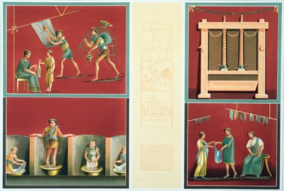 Çamaşır yıkama ve kurutma, bir Pompei freskinden kopya by Italian School