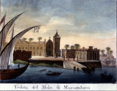 Eski Portekiz eyaleti Mozambik'teki iskele. by Italian School