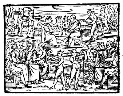 Şabat Günü ziyafet çeken cadılar ve büyücüler, Francesco Maria Guazzo tarafından hazırlanan Compendium Maleficarum