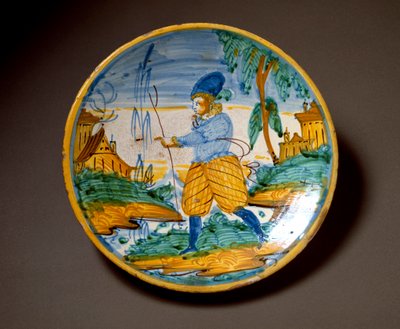 Soyluların genç adamı. Viterbo, İtalya'da üretilen seramik tabak. 16. yüzyılın sonu Floransa, Museo Nazionale del Bargello by Italian School