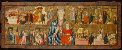 Madonna ve Çocuk ve Tutkudan On İki Sahne ile İki Melek, c.1310 (panelde mizaç) by Italian School Italian School