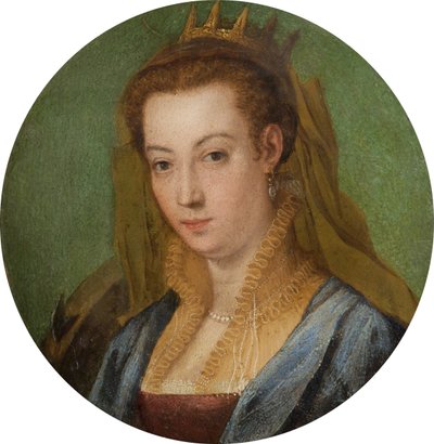 Aziz Catherine (bakır üzerine yağ) by Italian School Italian School