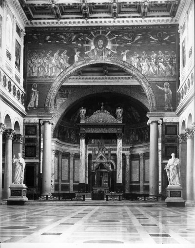Arnolfo di Cambio (c.1245-1310) ve aşağıdaki St. Paul mezarı ile bir mesken ile örtülü yüksek sunak görünümü by Italian School Italian School