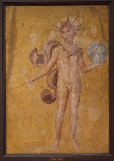 Küre ile Apollon-Helios, 1. yüzyılın 2. yarısı (MS 79 civarı) (fresk) by Italian school