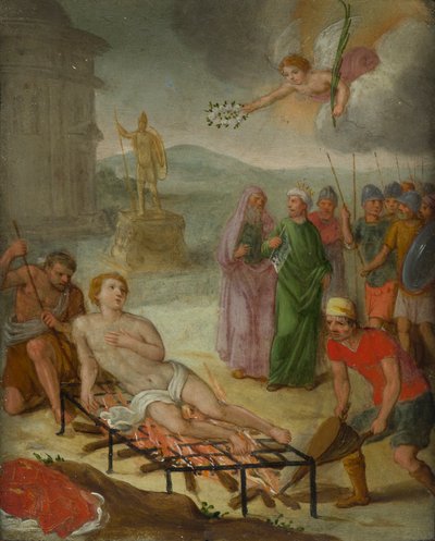 St. Lawrence Şehitliği, c.1600-99 (bakır üzerine yağlı boya) by Italo Flemish School