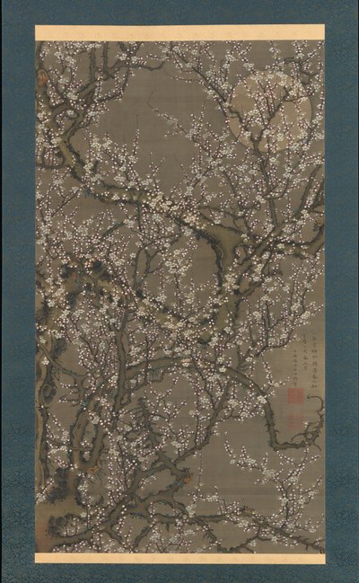 Beyaz Erik Çiçekleri ve Ay, 1755. by Ito Jakuchu