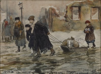 Yiyecekleri bir kızak üzerinde taşımak, 1923. by Ivan Alexeyevic Vladimirovh