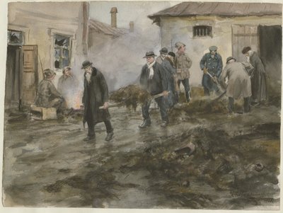 1920 Rus devrimi suluboya serisinden ahırları temizleyen burjuvazi by Ivan Alexeyevich Vladimirov