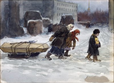Vladimirov, Ivan Alexeyevich (1869-1947) tarafından komünist olmayan bir işçinin cenazesi. Suluboya, Kağıt Üzerine Guaj by Ivan Alexeyevich Vladimirov