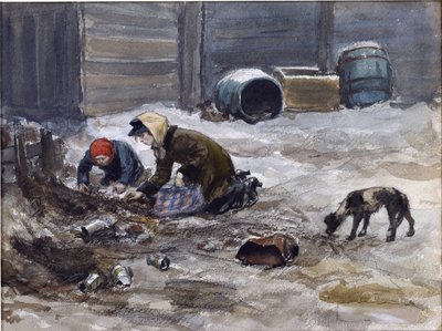 Petrograd'da aç yıllar (doğadan çizilmiş), Vladimirov, Ivan Alexeyevich (1869-1947). Suluboya, Kağıt Üzerine Guaj by Ivan Alexeyevich Vladimirov