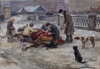 Petrograd'da Vladimirov, Ivan Alexeyevich (1869-1947) tarafından aç yıllar. Suluboya, Kağıt Üzerine Guaj by Ivan Alexeyevich Vladimirov