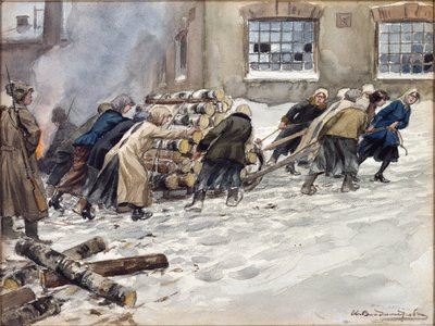 Vladimirov, Ivan Alexeyevich (1869-1947) tarafından yakacak odun talebi. Suluboya, Kağıt Üzerine Guaj by Ivan Alexeyevich Vladimirov