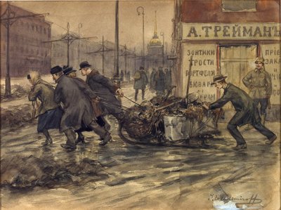 Zengin tüccarlar ve Rus asilzadeleri avlulardan çöp çıkarmaya başladılar by Ivan Alexeyevich Vladimirov