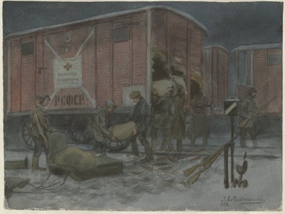 Suluboya serisinden bir tren vagonunu yağmalayan askerler, Rus devrimi, 1922 by Ivan Alexeyevich Vladimirov