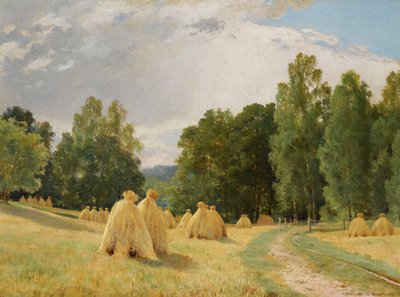 """Preobrazhenskoie, Rusya'da Saman Yığınları"" (Haystacks, Preobrazhenskoe) Tablo Ivan Chichkine (1832-1898) - 1890 - Tuval üzerine yağlı boya Dim 70.5x93 cm Özel Koleksiyon by Ivan Ivanovich Shishkin