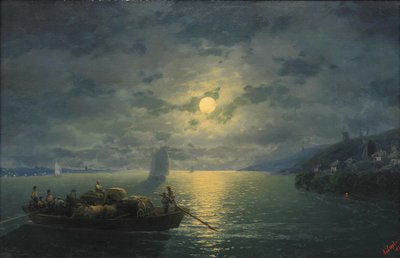 Mehtaplı Bir Gecede Dinyeper Nehrini Geçmek, 1897 by Ivan Konstantinovich Aivazovsky