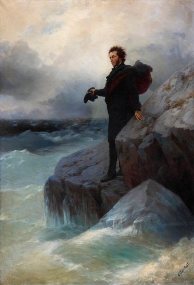 Elveda, özgür element, ey Deniz! Alexander Puşkin, Karadeniz'de, 1877. by Ivan Konstantinovich Aivazovsky