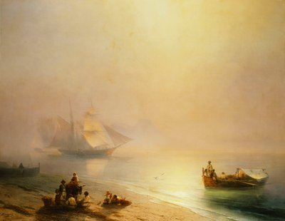 Deniz Kıyısında Balıkçılar, Napoli Körfezi, 1873 by Ivan Konstantinovich Aivazovsky