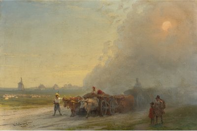 Ukrayna Bozkırında kağnı arabaları by Ivan Konstantinovich Aivazovsky