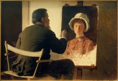 Kramskoi, kızını canlandırıyor by Ivan Nikolaevich Kramskoy