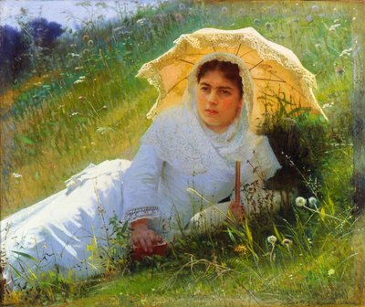 Çimlerin Üzerinde Sıcak Bir Gün. öğlen, 1883 by Ivan Kramskoy