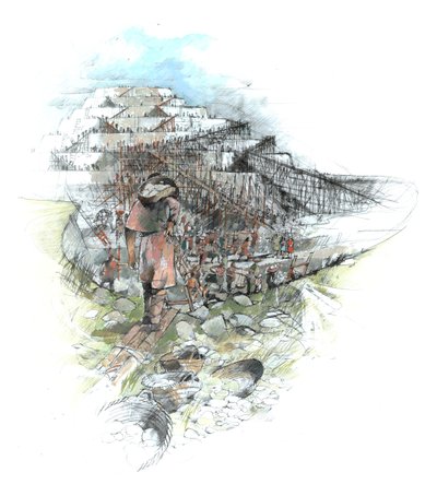 Sudbury Tepesi İnşaatı (kağıt üzerine suluboya) by Ivan Lapper