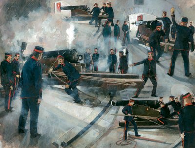Silah mürettebatı, Dartmouth Point Battery casemates, Dartmouth Kalesi, 19. yüzyılın sonları, 1990