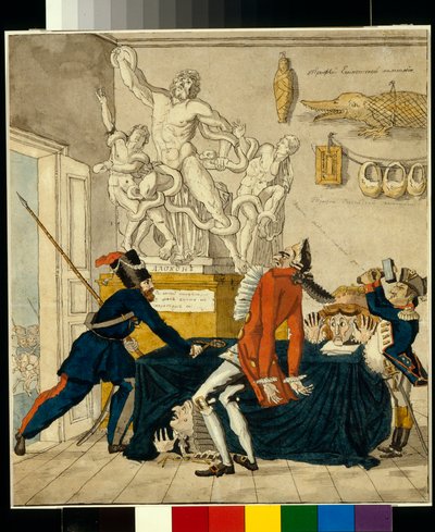 Napolyon Bonapart (1769-1821), aralarında Laocoön grubunun da bulunduğu çalıntı mallar satıyor - Ivan Ivanovich Terebenev