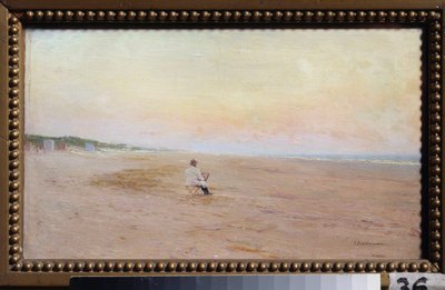 Kıyıdaki sanatçı - Deniz kıyısındaki sanatçı - Ivan Pavlovich Pokhitonov (1850-1923), ahşap üzerine yağlı boya - Rus sanatı by Ivan Pavlovich Pokhitonov