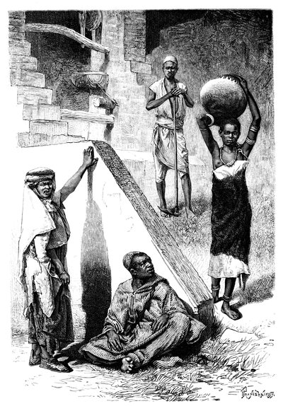 Sudanlı Araplar ve bir kadın Shilluk kölesi, Sudan, 1895. by Ivan Pranishnikoff