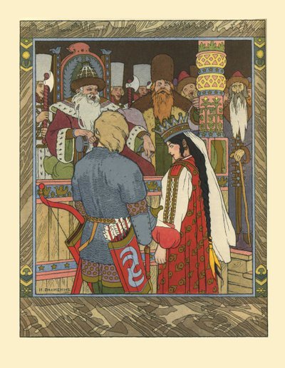 Ivan Tsarevich, Firebird ve Grey Wolf masalının illüstrasyonu, 1902 by Ivan Yakovlevich Bilibin