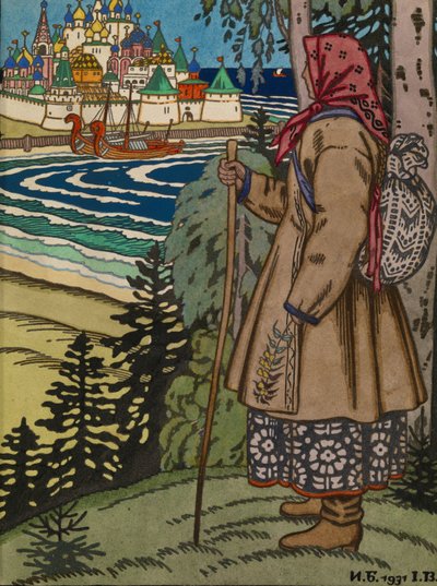 Köylü Kızı. Contes de lIsboa kitabının illüstrasyonu, 1931 by Ivan Yakovlevich Bilibin