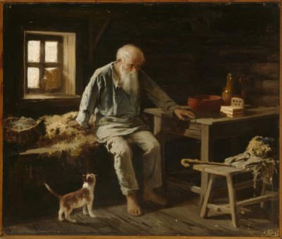Kedisiyle yaşlı adam by Iwan Andrejewitsch Pelewin