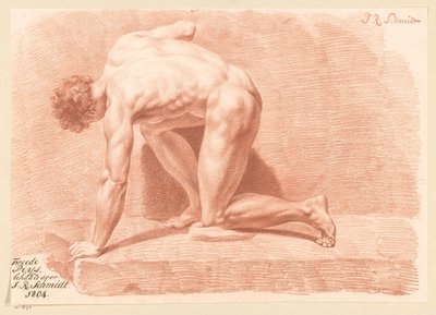 Diz Çökmüş Erkek Çıplak, Yan Görünüm (2. Ödül 1804) by Izaak Riewert Schmidt