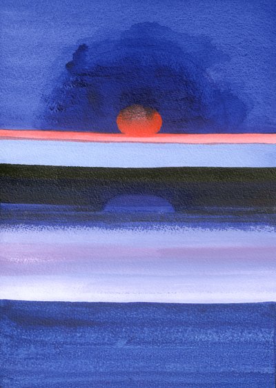 Deniz manzarası, Gün Batımı, Helsinki, 1991 (tuval üzerine akrilik) by Izabella Godlewska de Aranda