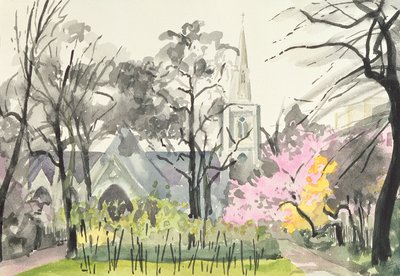 St. Michaels Kilisesi, Chester Square, Londra, 1982 (kağıt üzerinde wc) by Izabella Godlewska de Aranda