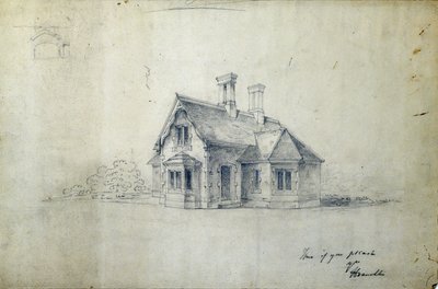 Station House, 1850 dolayları (kağıt üzerine kalem) by J.A. Davies